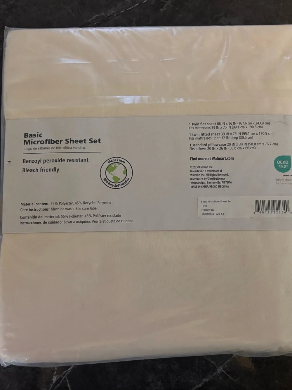 Mainstays Microfiber Basic Sheet Set - White